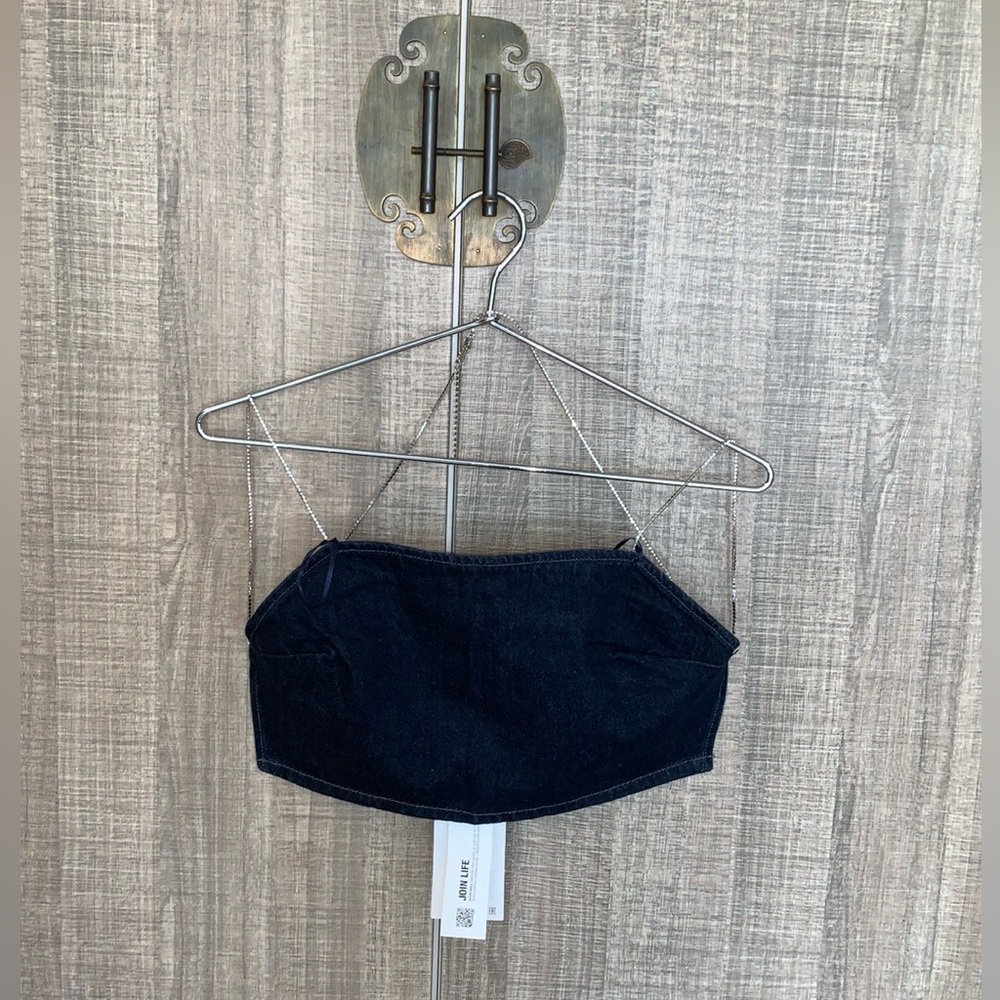 Zara Rhinestones Strap‎ Crop Top